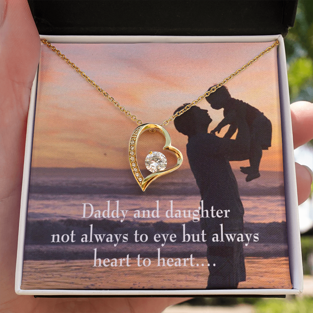 To My Daughter Heart to Heart From Dad Forever Necklace w Message Card-Express Your Love Gifts
