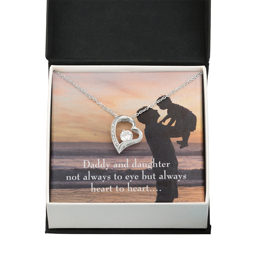 To My Daughter Heart to Heart From Dad Forever Necklace w Message Card-Express Your Love Gifts