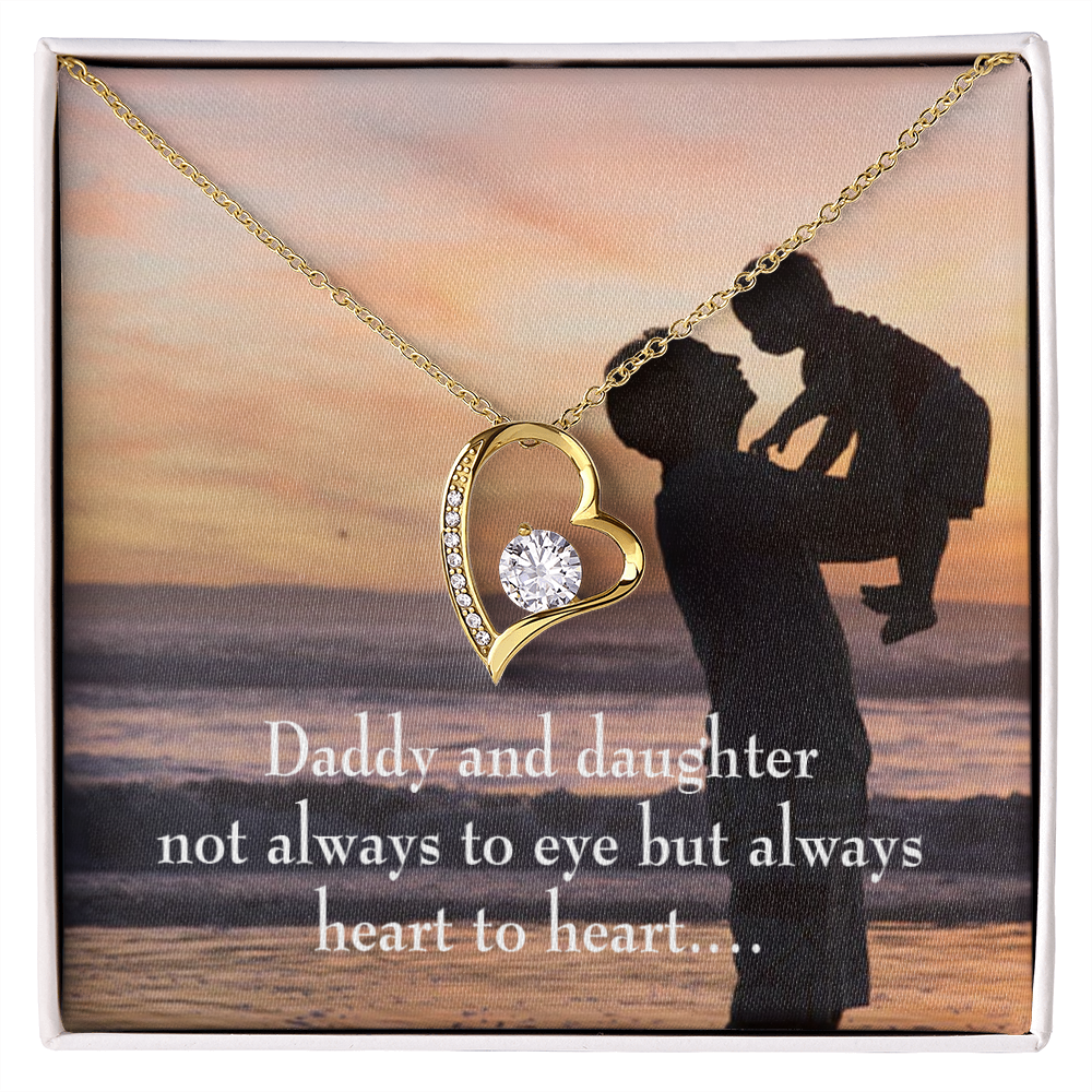 To My Daughter Heart to Heart From Dad Forever Necklace w Message Card-Express Your Love Gifts