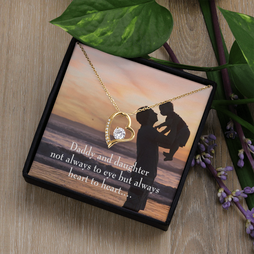 To My Daughter Heart to Heart From Dad Forever Necklace w Message Card-Express Your Love Gifts