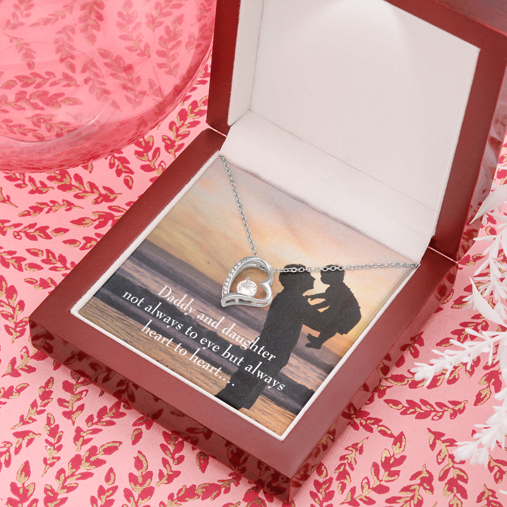 To My Daughter Heart to Heart From Dad Forever Necklace w Message Card-Express Your Love Gifts