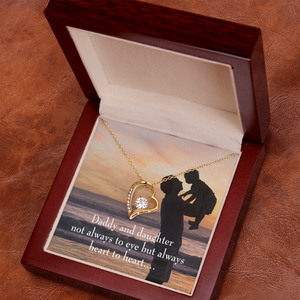 To My Daughter Heart to Heart From Dad Forever Necklace w Message Card-Express Your Love Gifts