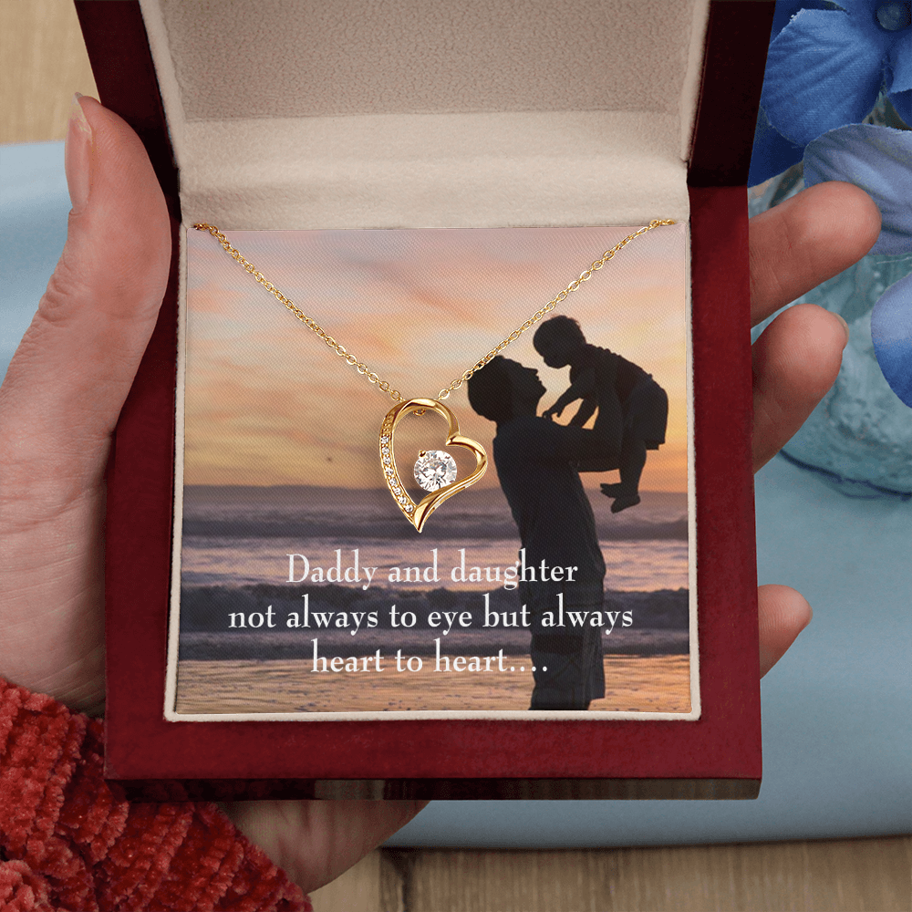 To My Daughter Heart to Heart From Dad Forever Necklace w Message Card-Express Your Love Gifts