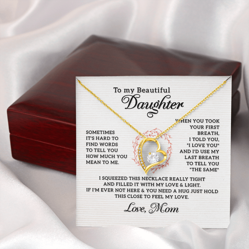 To My Daughter How Much You Mean to Me Forever Necklace w Message Card-Express Your Love Gifts