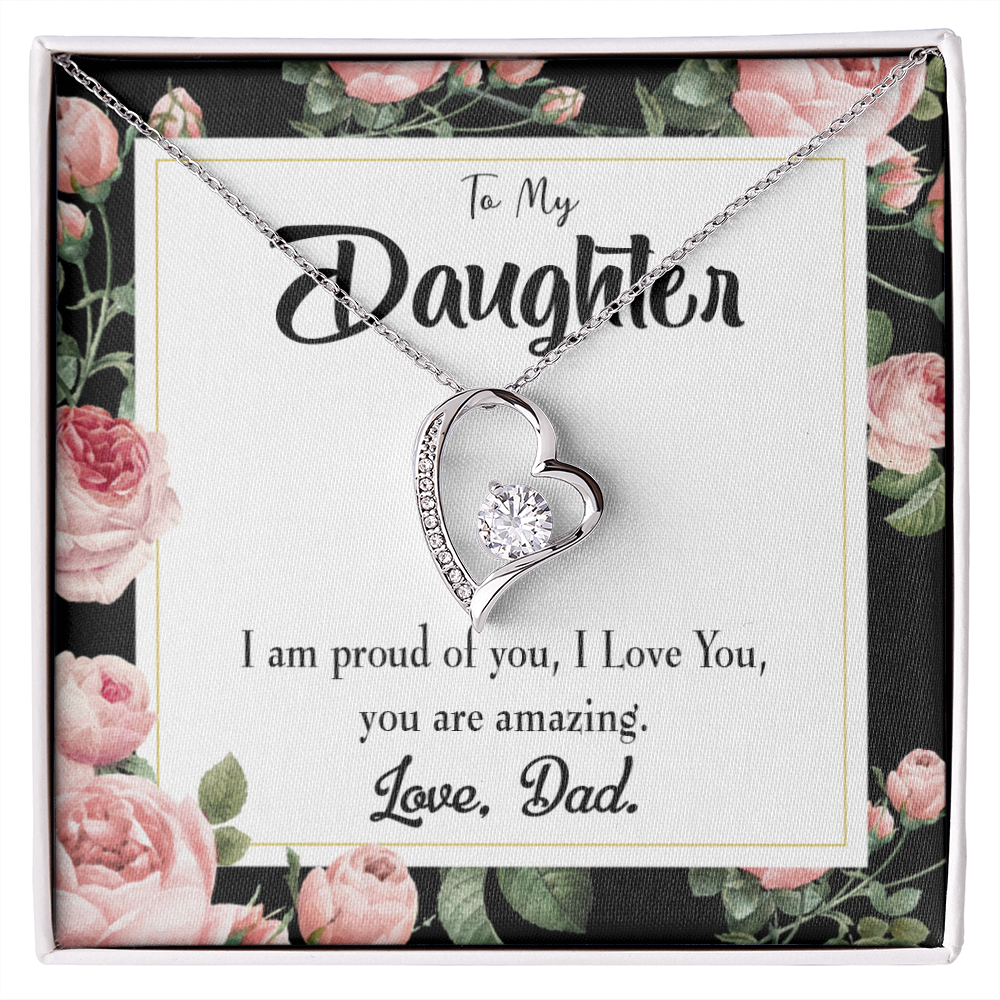 To My Daughter I Am Proud of You From Dad Forever Necklace w Message Card-Express Your Love Gifts