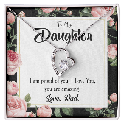To My Daughter I Am Proud of You From Dad Forever Necklace w Message Card-Express Your Love Gifts