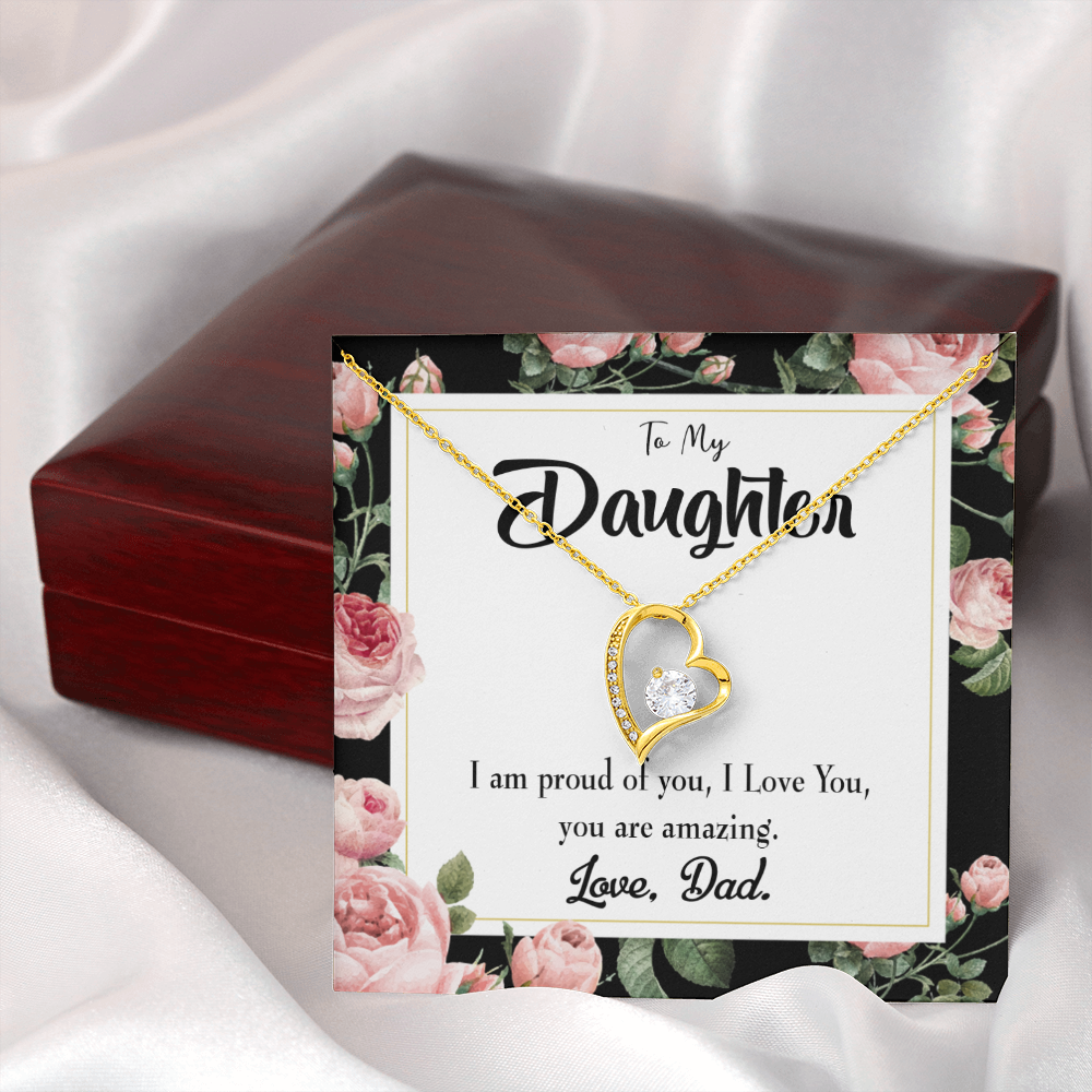 To My Daughter I Am Proud of You From Dad Forever Necklace w Message Card-Express Your Love Gifts