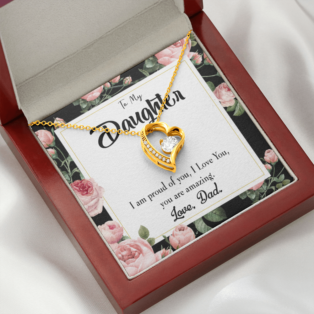 To My Daughter I Am Proud of You From Dad Forever Necklace w Message Card-Express Your Love Gifts
