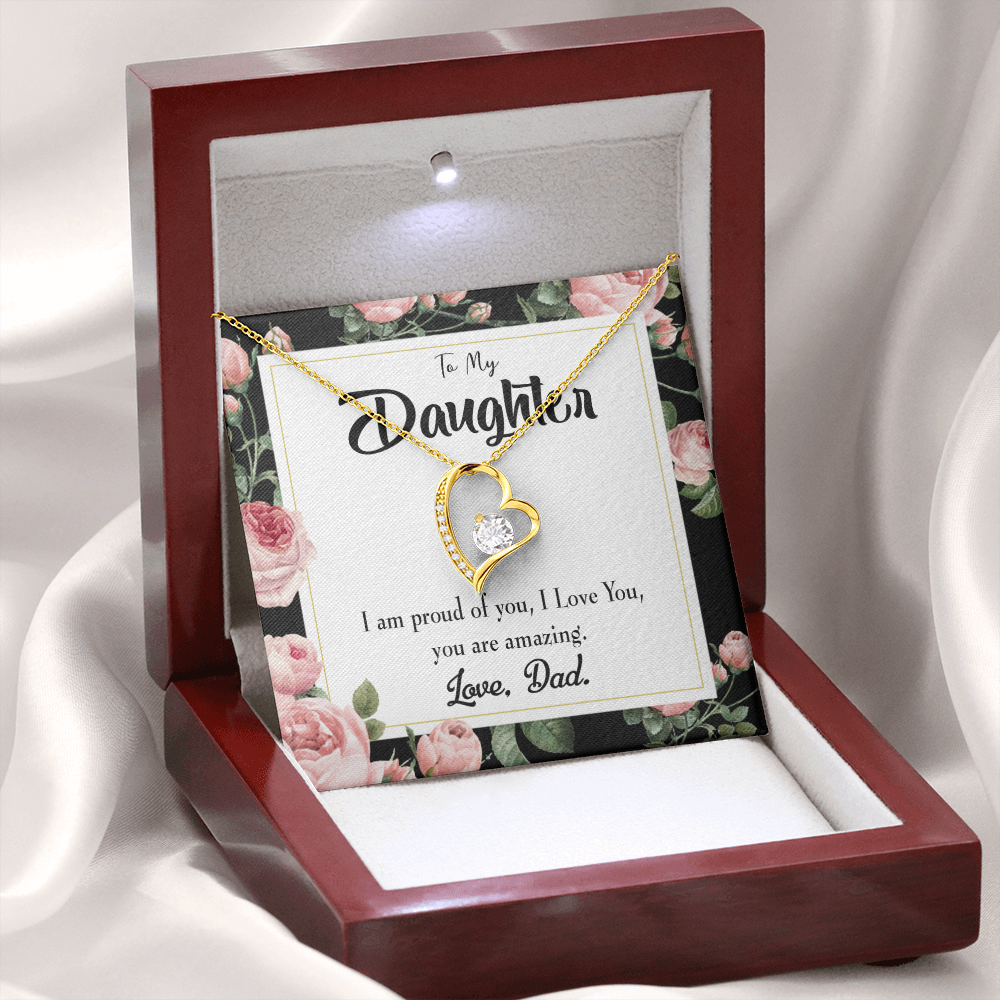 To My Daughter I Am Proud of You From Dad Forever Necklace w Message Card-Express Your Love Gifts