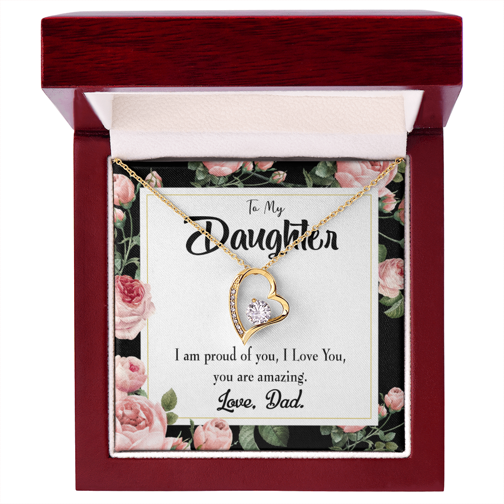 To My Daughter I Am Proud of You From Dad Forever Necklace w Message Card-Express Your Love Gifts