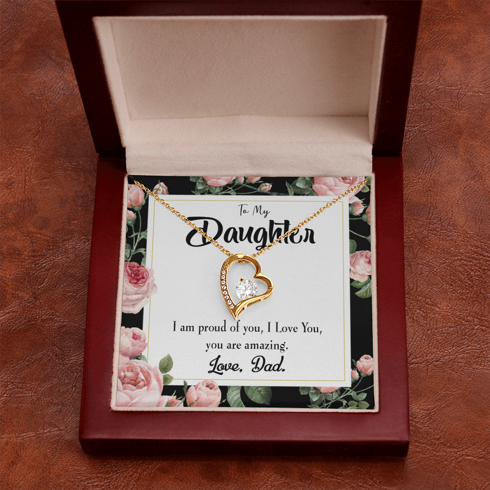 To My Daughter I Am Proud of You From Dad Forever Necklace w Message Card-Express Your Love Gifts