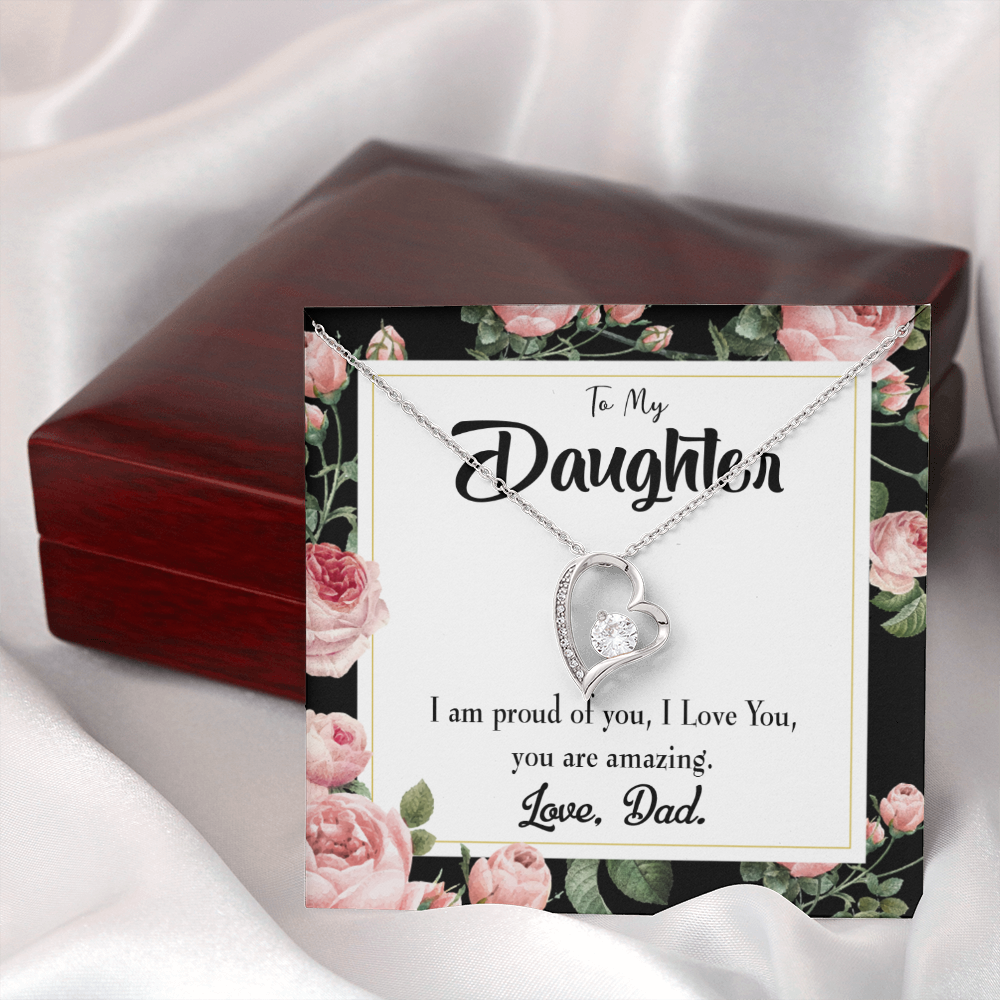 To My Daughter I Am Proud of You From Dad Forever Necklace w Message Card-Express Your Love Gifts