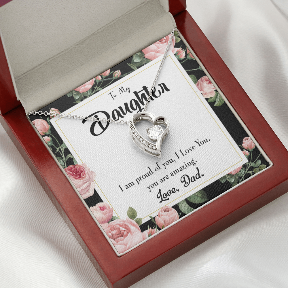 To My Daughter I Am Proud of You From Dad Forever Necklace w Message Card-Express Your Love Gifts