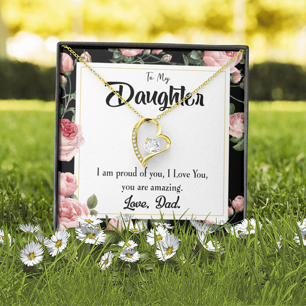 To My Daughter I Am Proud of You From Dad Forever Necklace w Message Card-Express Your Love Gifts