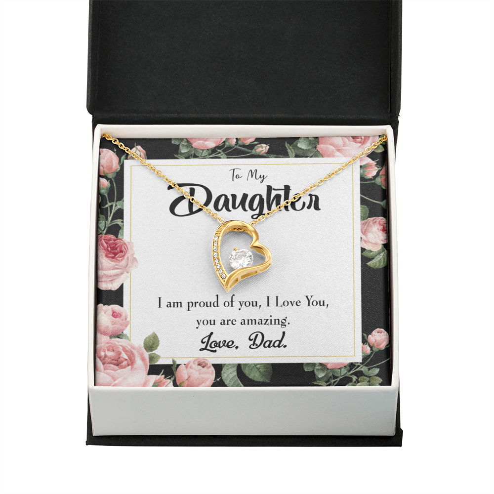 To My Daughter I Am Proud of You From Dad Forever Necklace w Message Card-Express Your Love Gifts