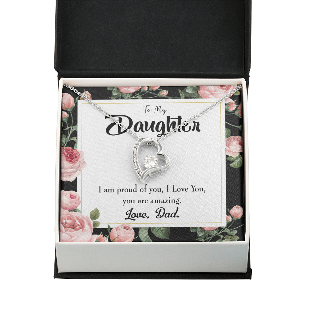 To My Daughter I Am Proud of You From Dad Forever Necklace w Message Card-Express Your Love Gifts