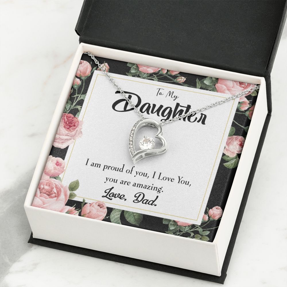 To My Daughter I Am Proud of You From Dad Forever Necklace w Message Card-Express Your Love Gifts