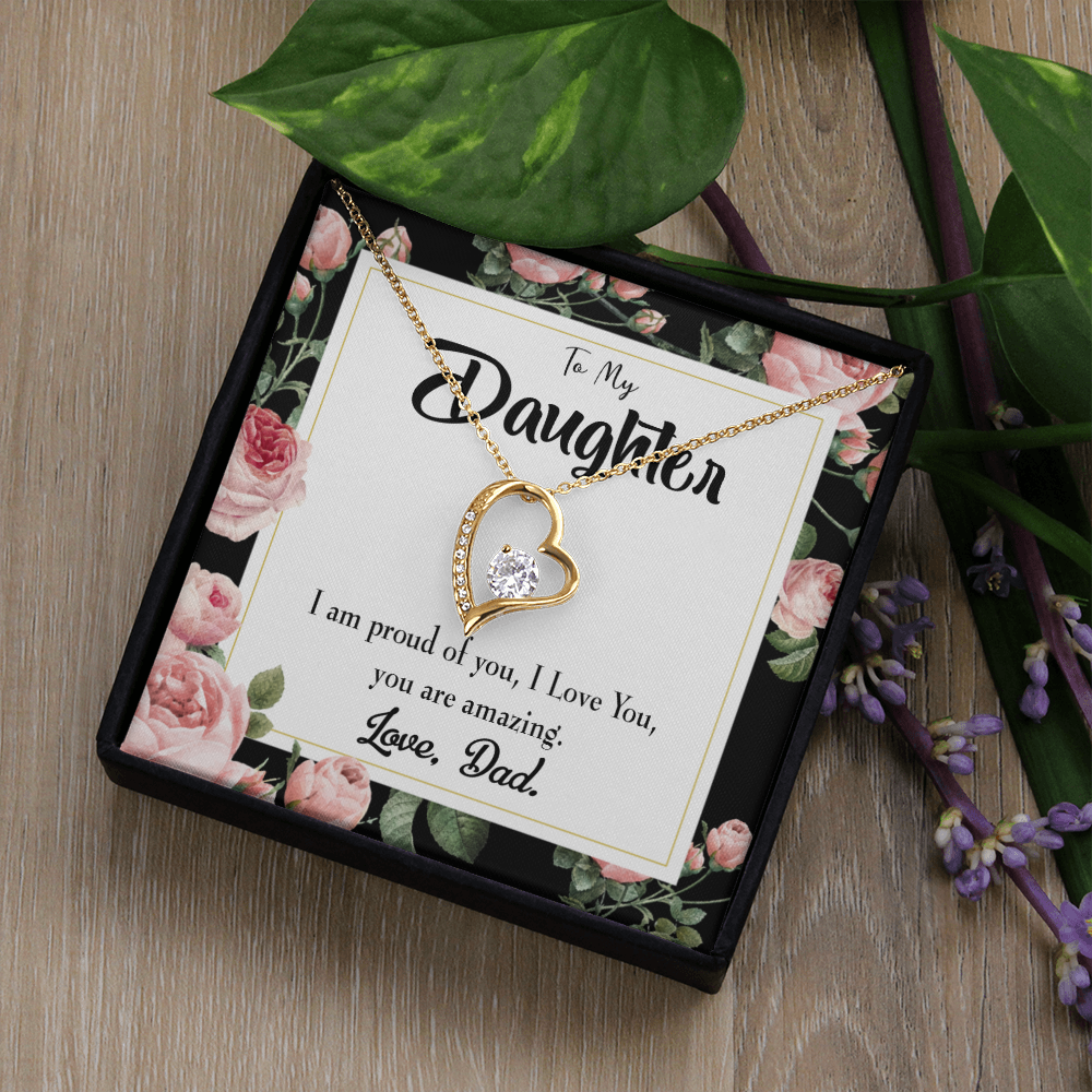To My Daughter I Am Proud of You From Dad Forever Necklace w Message Card-Express Your Love Gifts
