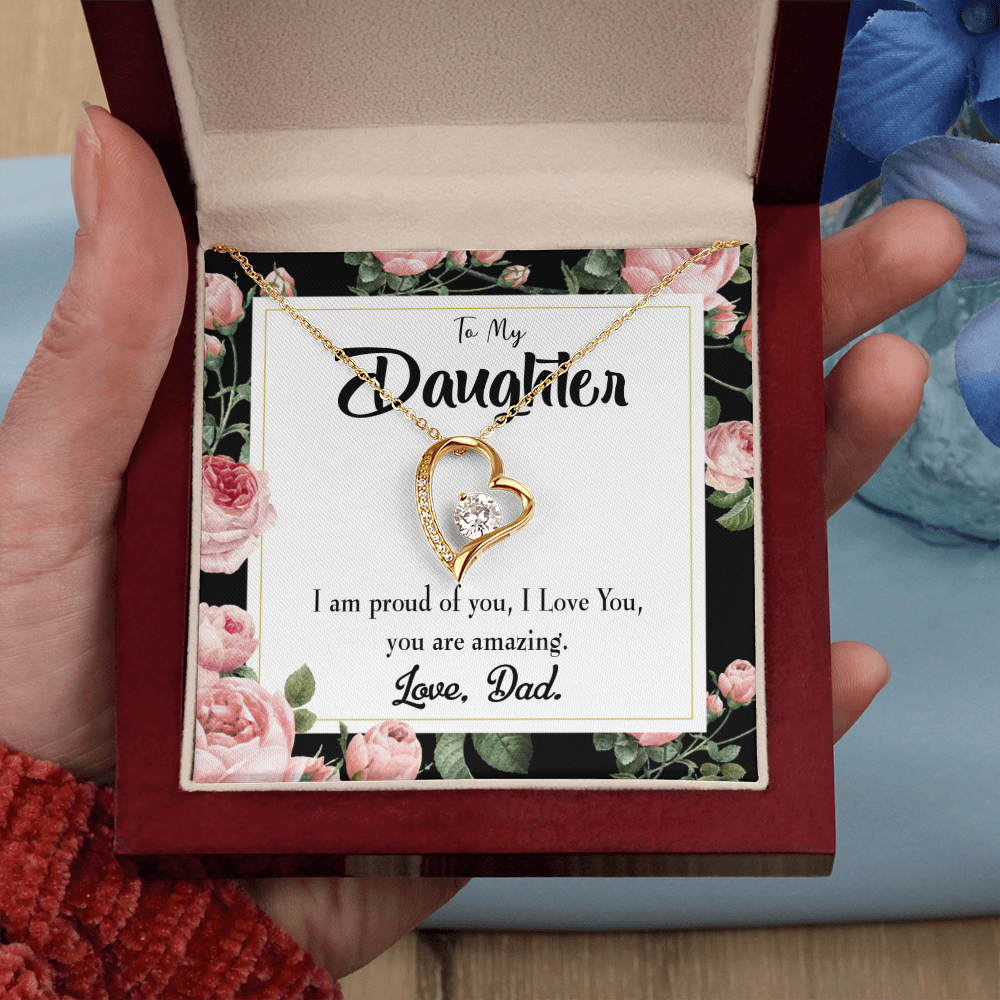 To My Daughter I Am Proud of You From Dad Forever Necklace w Message Card-Express Your Love Gifts