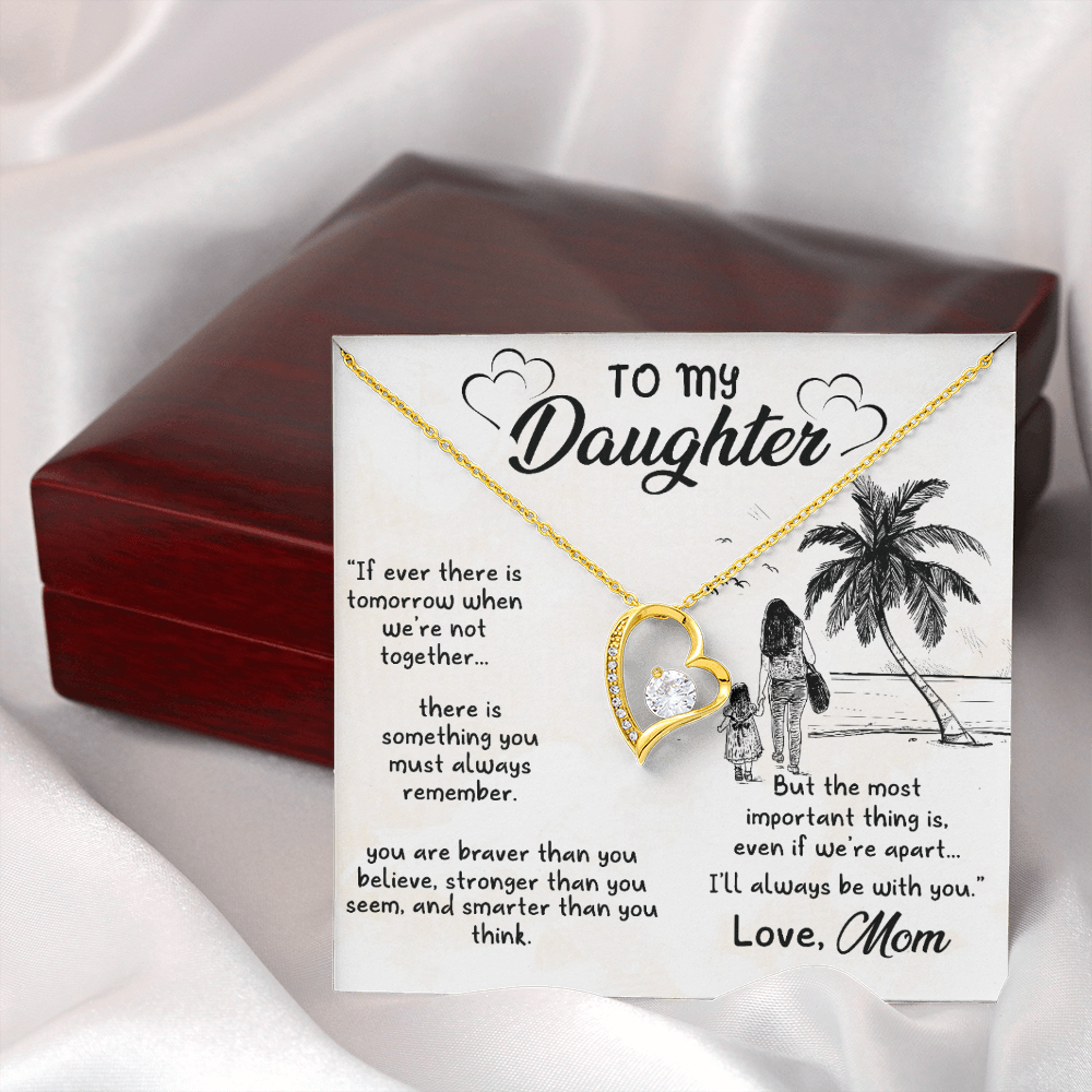 To My Daughter I'll Always Be With You From Mom Forever Necklace w Message Card-Express Your Love Gifts