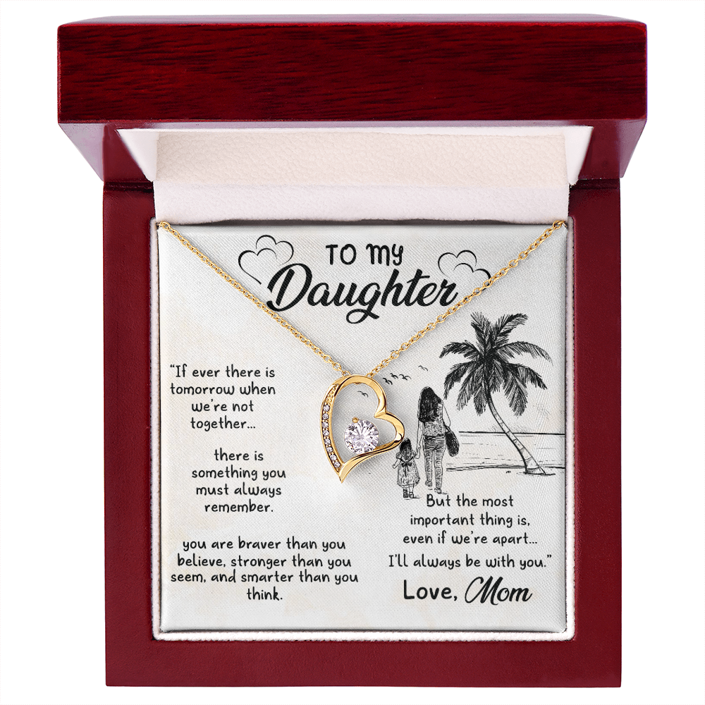 To My Daughter I'll Always Be With You From Mom Forever Necklace w Message Card-Express Your Love Gifts