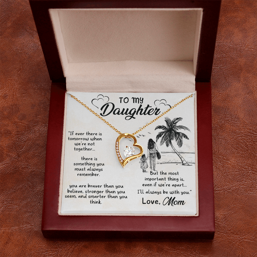 To My Daughter I'll Always Be With You From Mom Forever Necklace w Message Card-Express Your Love Gifts