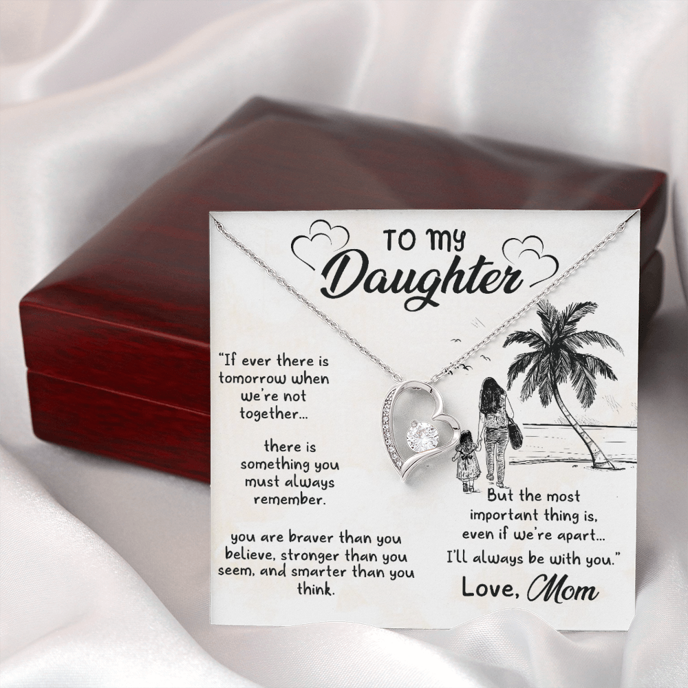 To My Daughter I'll Always Be With You From Mom Forever Necklace w Message Card-Express Your Love Gifts
