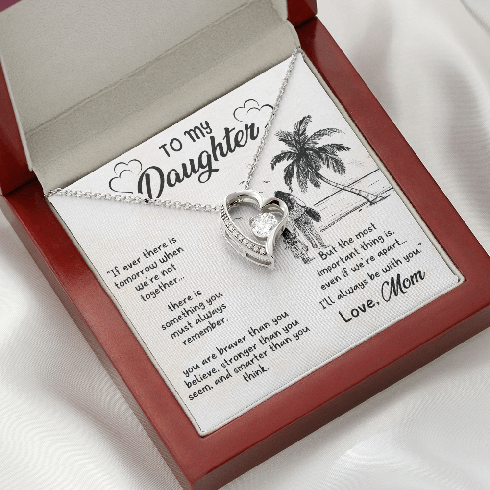 To My Daughter I'll Always Be With You From Mom Forever Necklace w Message Card-Express Your Love Gifts