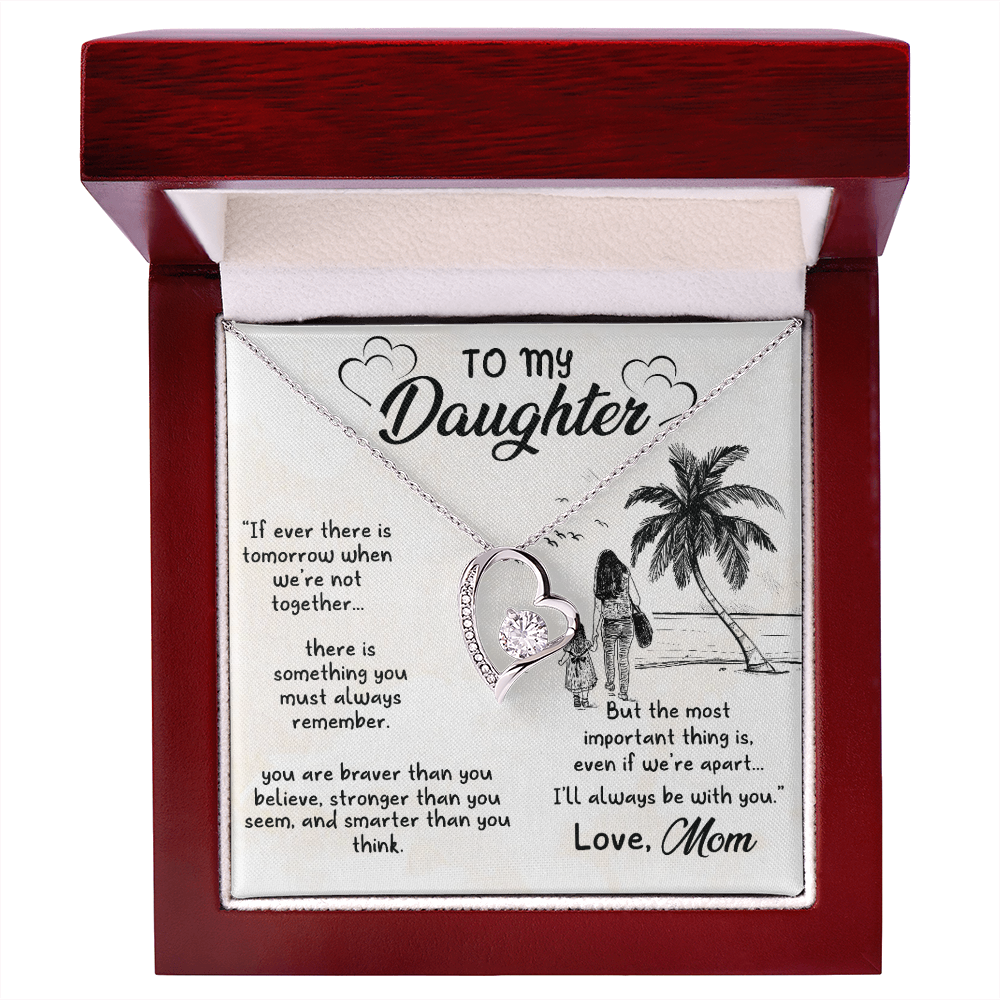 To My Daughter I'll Always Be With You From Mom Forever Necklace w Message Card-Express Your Love Gifts