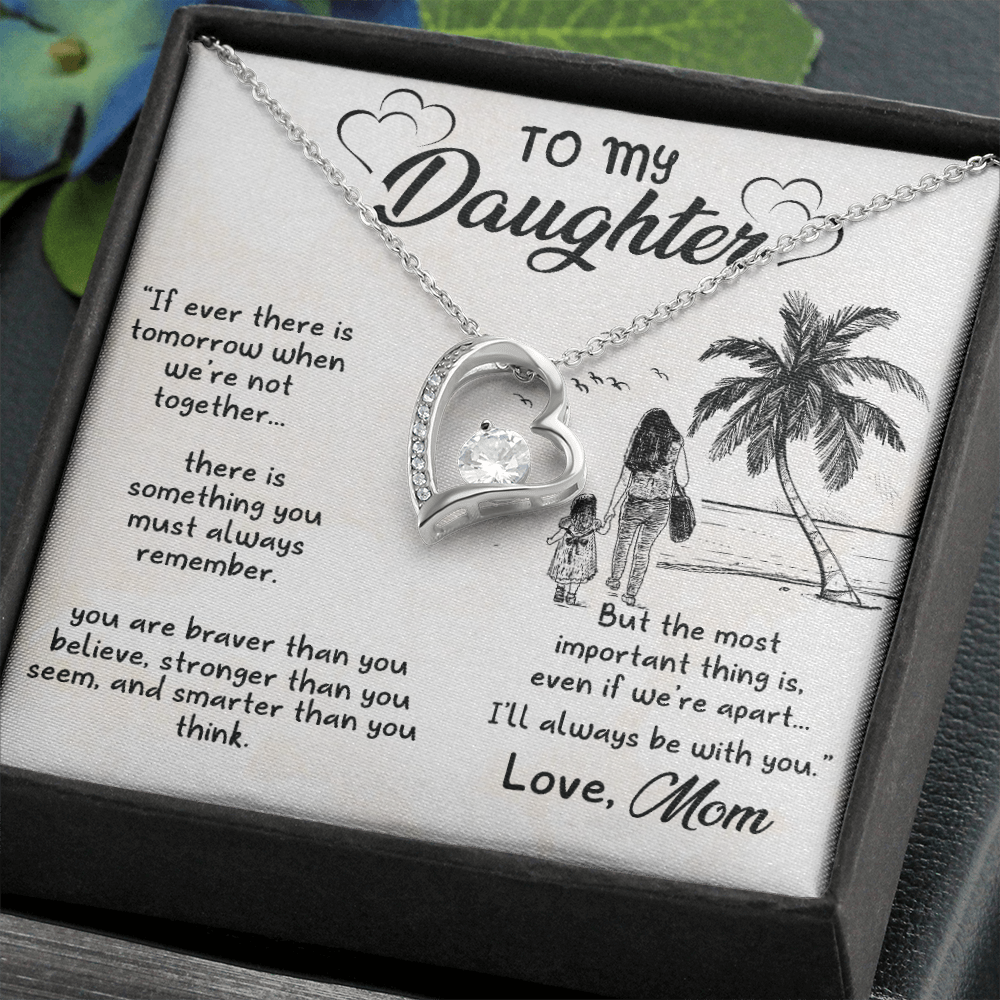 To My Daughter I'll Always Be With You From Mom Forever Necklace w Message Card-Express Your Love Gifts