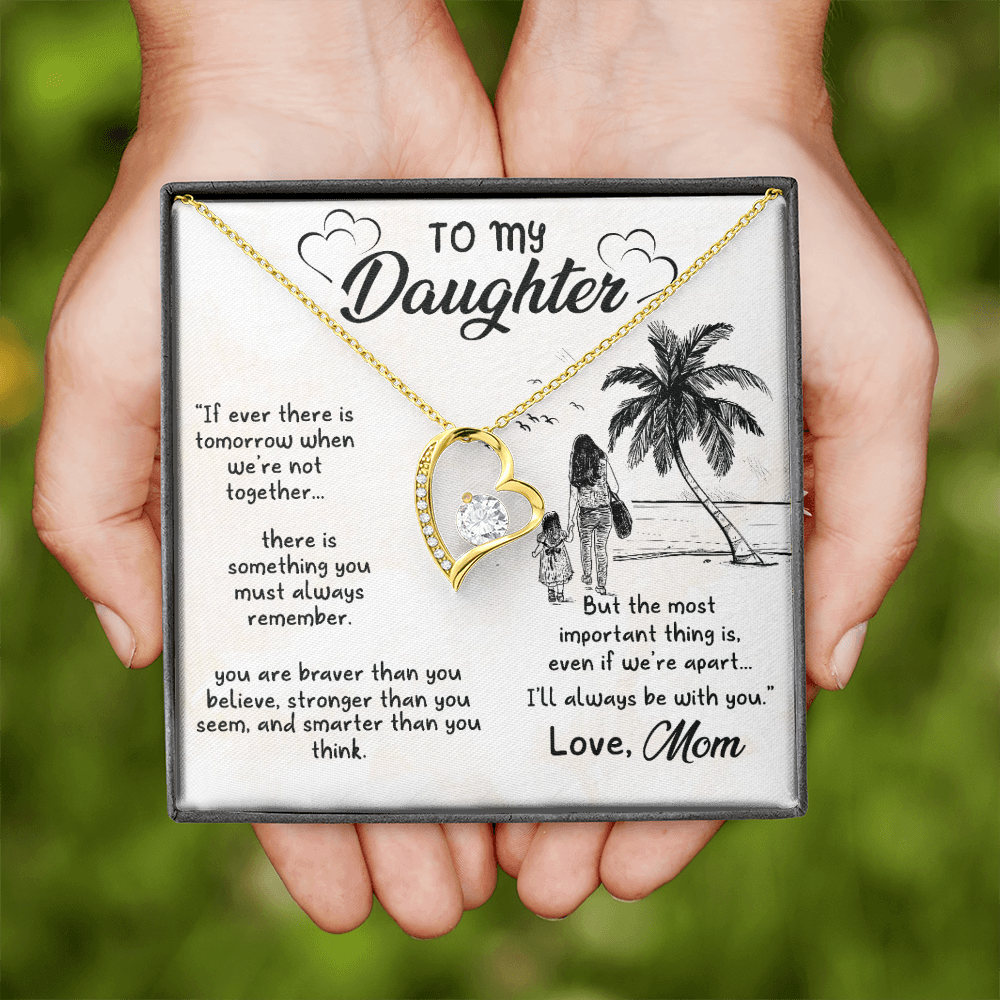 To My Daughter I'll Always Be With You From Mom Forever Necklace w Message Card-Express Your Love Gifts
