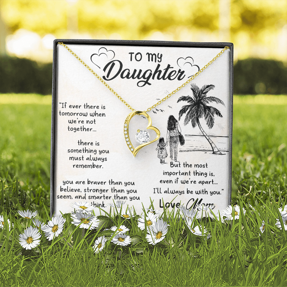 To My Daughter I'll Always Be With You From Mom Forever Necklace w Message Card-Express Your Love Gifts