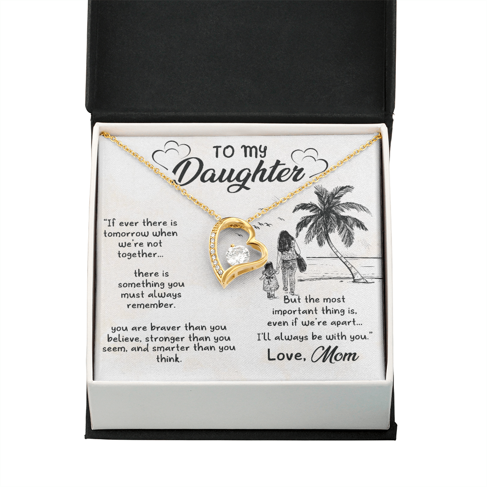 To My Daughter I'll Always Be With You From Mom Forever Necklace w Message Card-Express Your Love Gifts