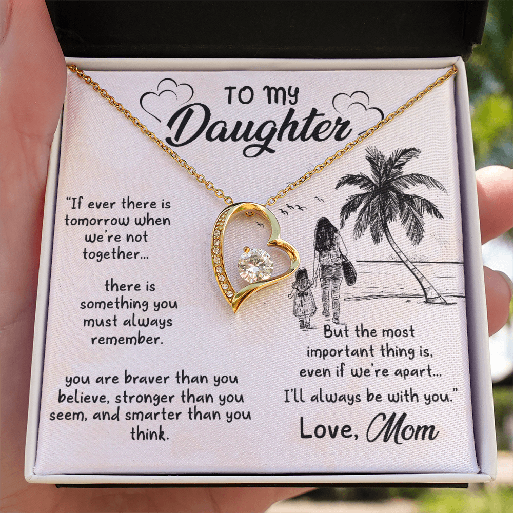To My Daughter I'll Always Be With You From Mom Forever Necklace w Message Card-Express Your Love Gifts