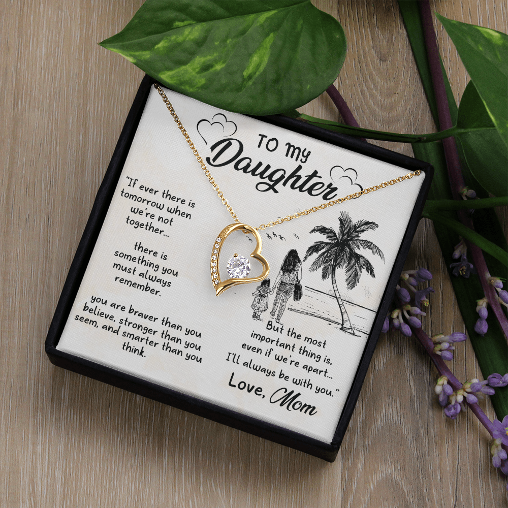 To My Daughter I'll Always Be With You From Mom Forever Necklace w Message Card-Express Your Love Gifts