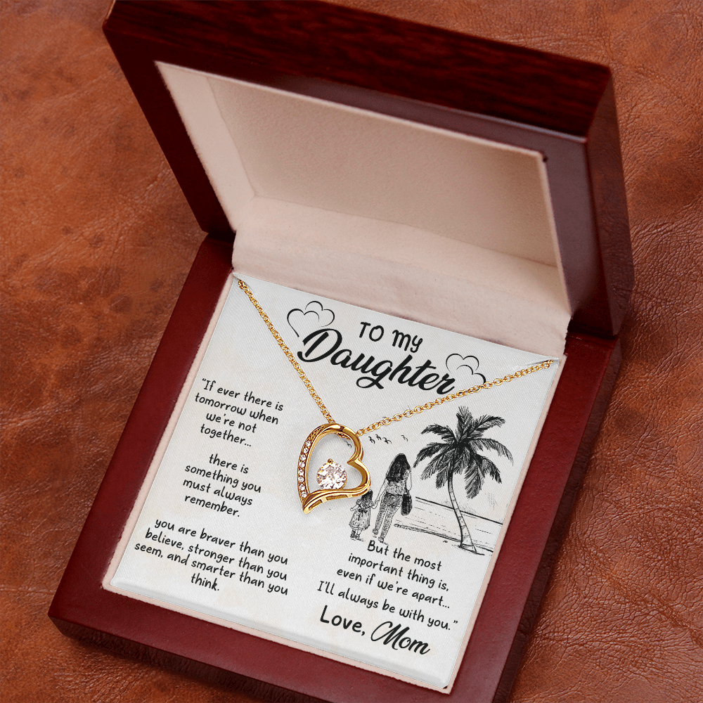 To My Daughter I'll Always Be With You From Mom Forever Necklace w Message Card-Express Your Love Gifts