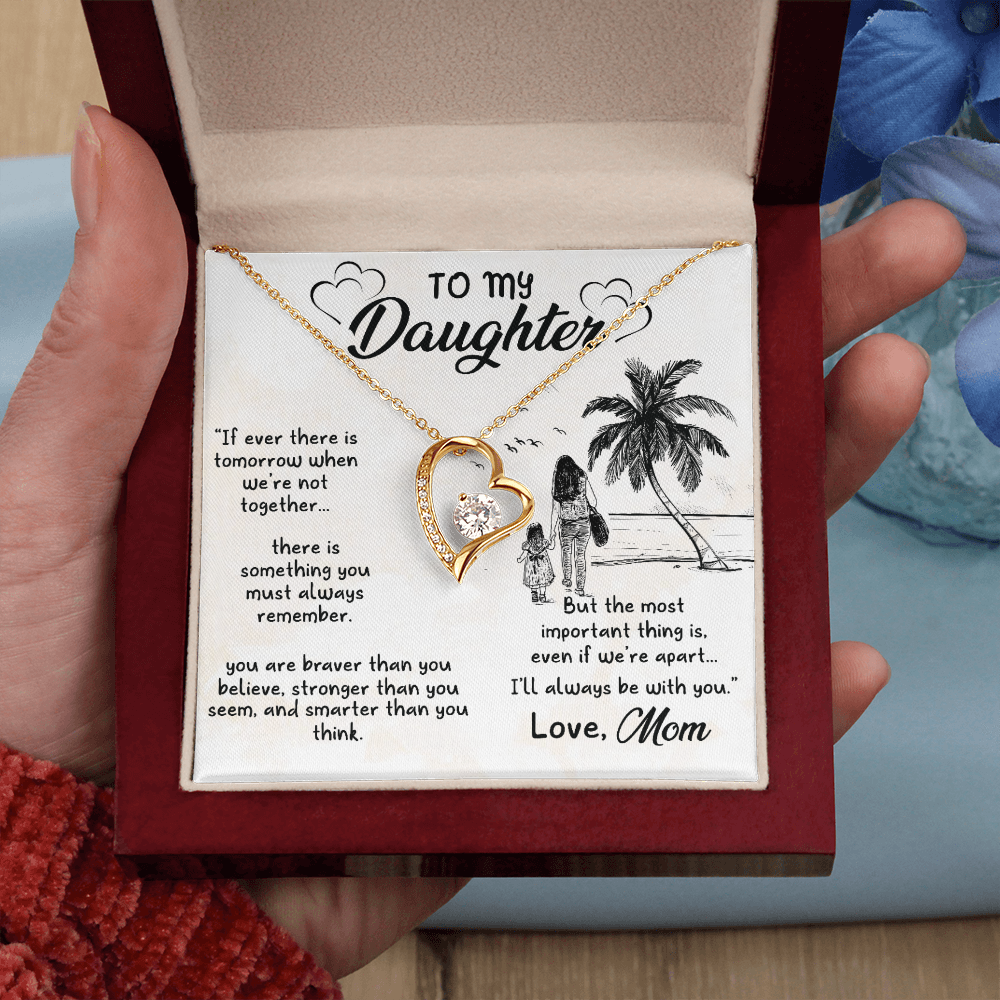 To My Daughter I'll Always Be With You From Mom Forever Necklace w Message Card-Express Your Love Gifts