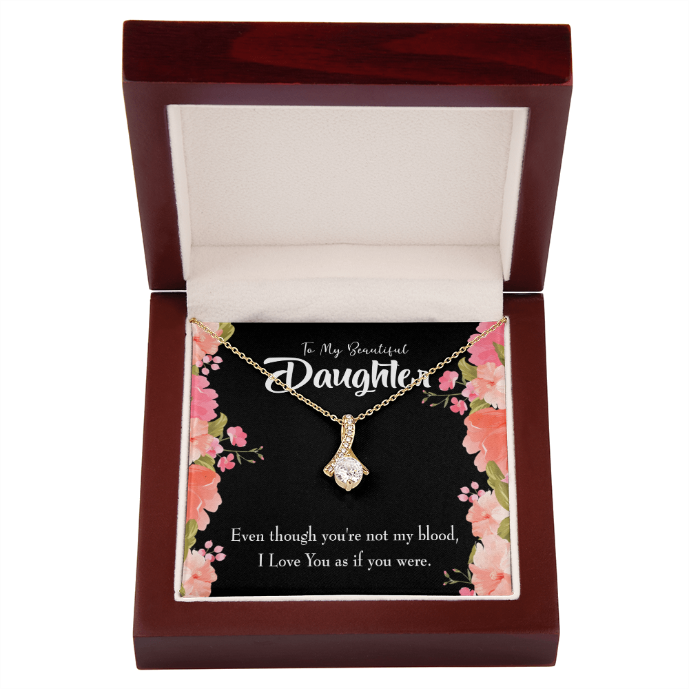 To My Daughter I Love You As You Were Alluring Ribbon Necklace Message Card-Express Your Love Gifts