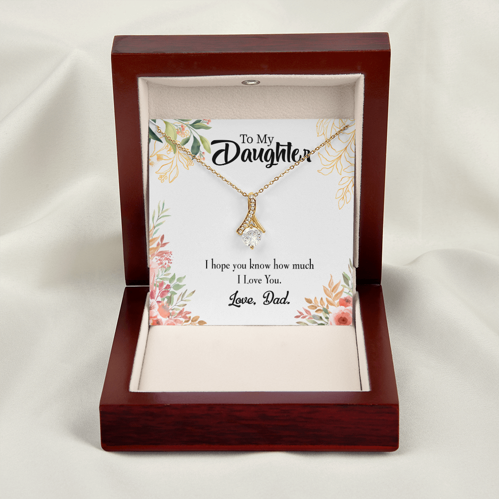 To My Daughter I Love You From Dad Alluring Ribbon Necklace Message Card-Express Your Love Gifts