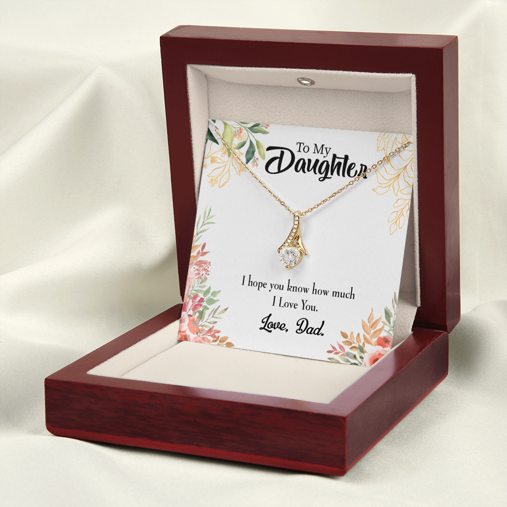 To My Daughter I Love You From Dad Alluring Ribbon Necklace Message Card-Express Your Love Gifts