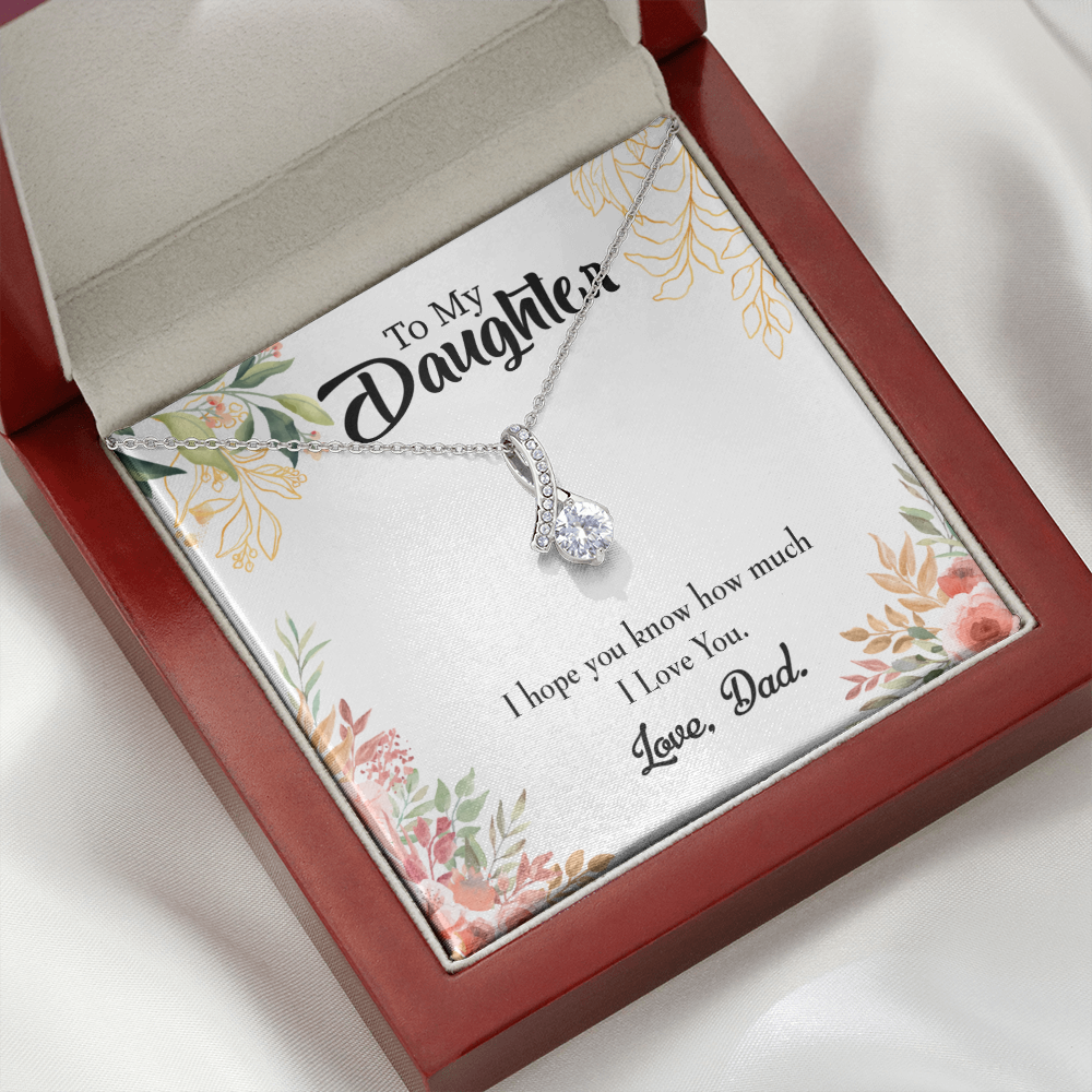 To My Daughter I Love You From Dad Alluring Ribbon Necklace Message Card-Express Your Love Gifts