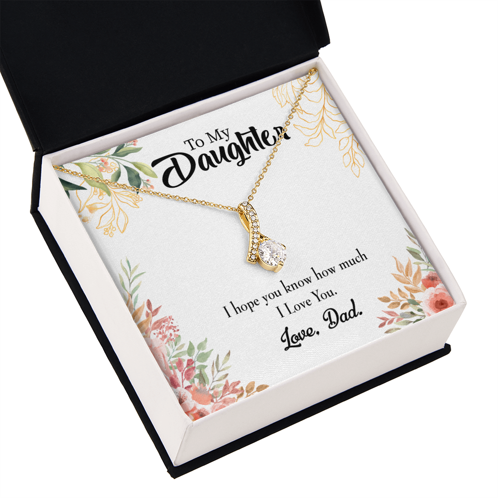 To My Daughter I Love You From Dad Alluring Ribbon Necklace Message Card-Express Your Love Gifts