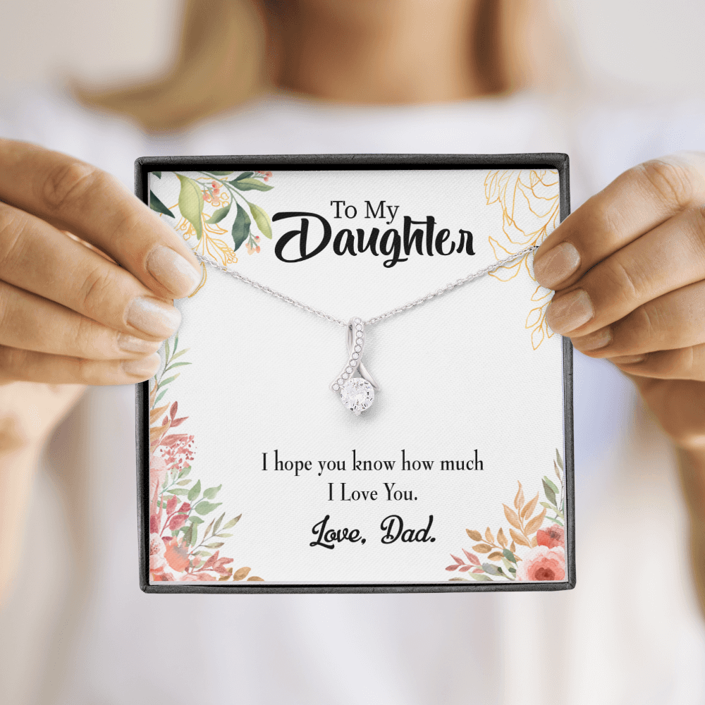 To My Daughter I Love You From Dad Alluring Ribbon Necklace Message Card-Express Your Love Gifts