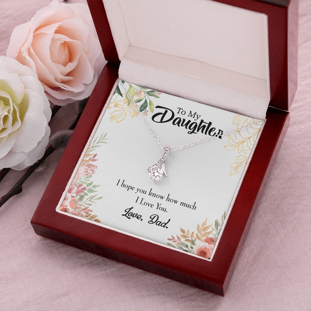 To My Daughter I Love You From Dad Alluring Ribbon Necklace Message Card-Express Your Love Gifts