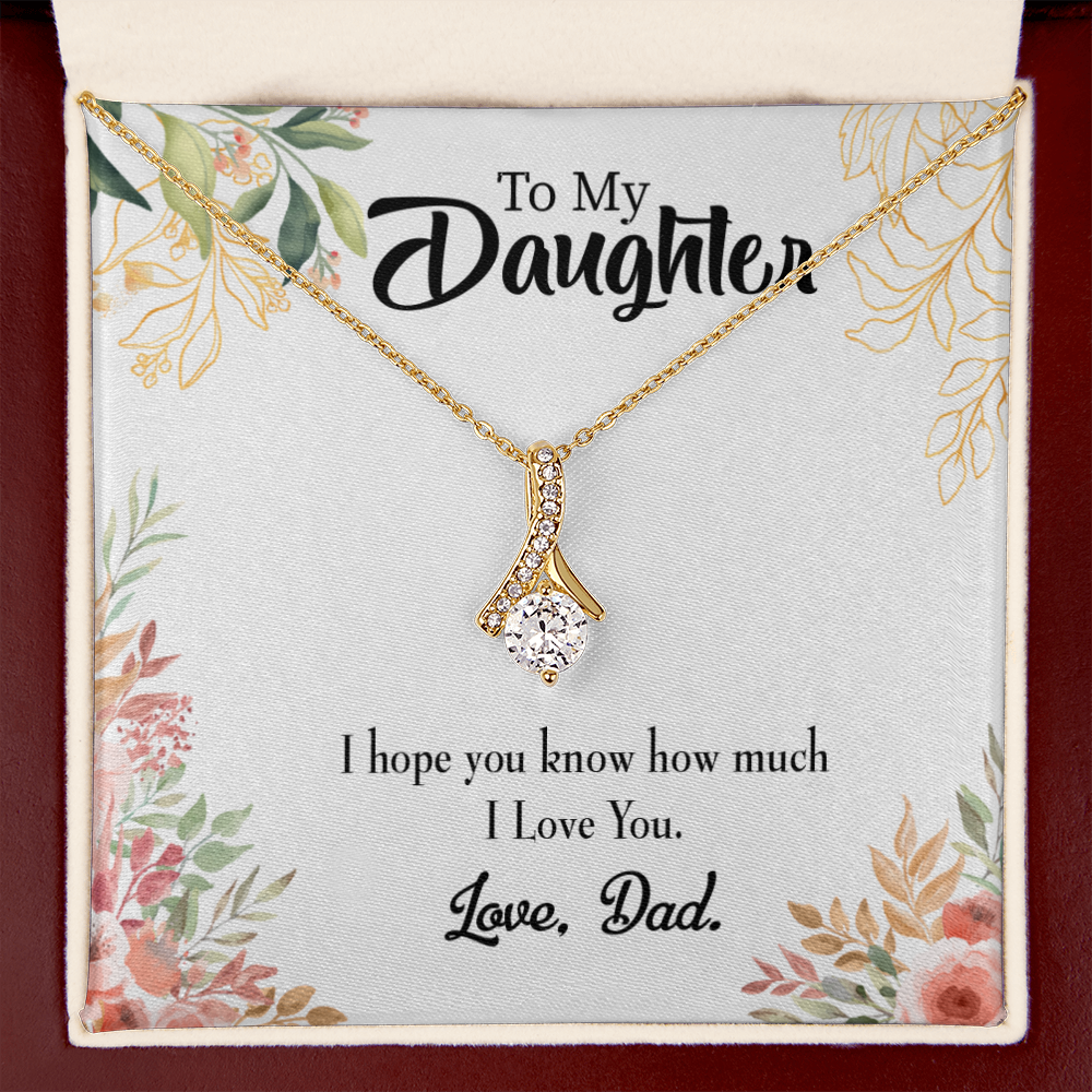 To My Daughter I Love You From Dad Alluring Ribbon Necklace Message Card-Express Your Love Gifts