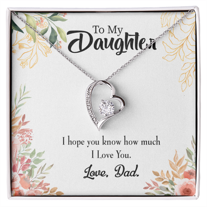 To My Daughter I Love You From Dad Forever Necklace w Message Card-Express Your Love Gifts
