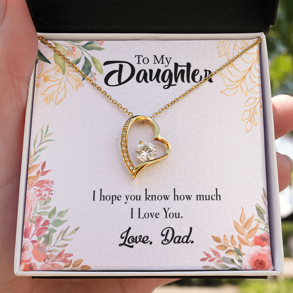 To My Daughter I Love You From Dad Forever Necklace w Message Card-Express Your Love Gifts