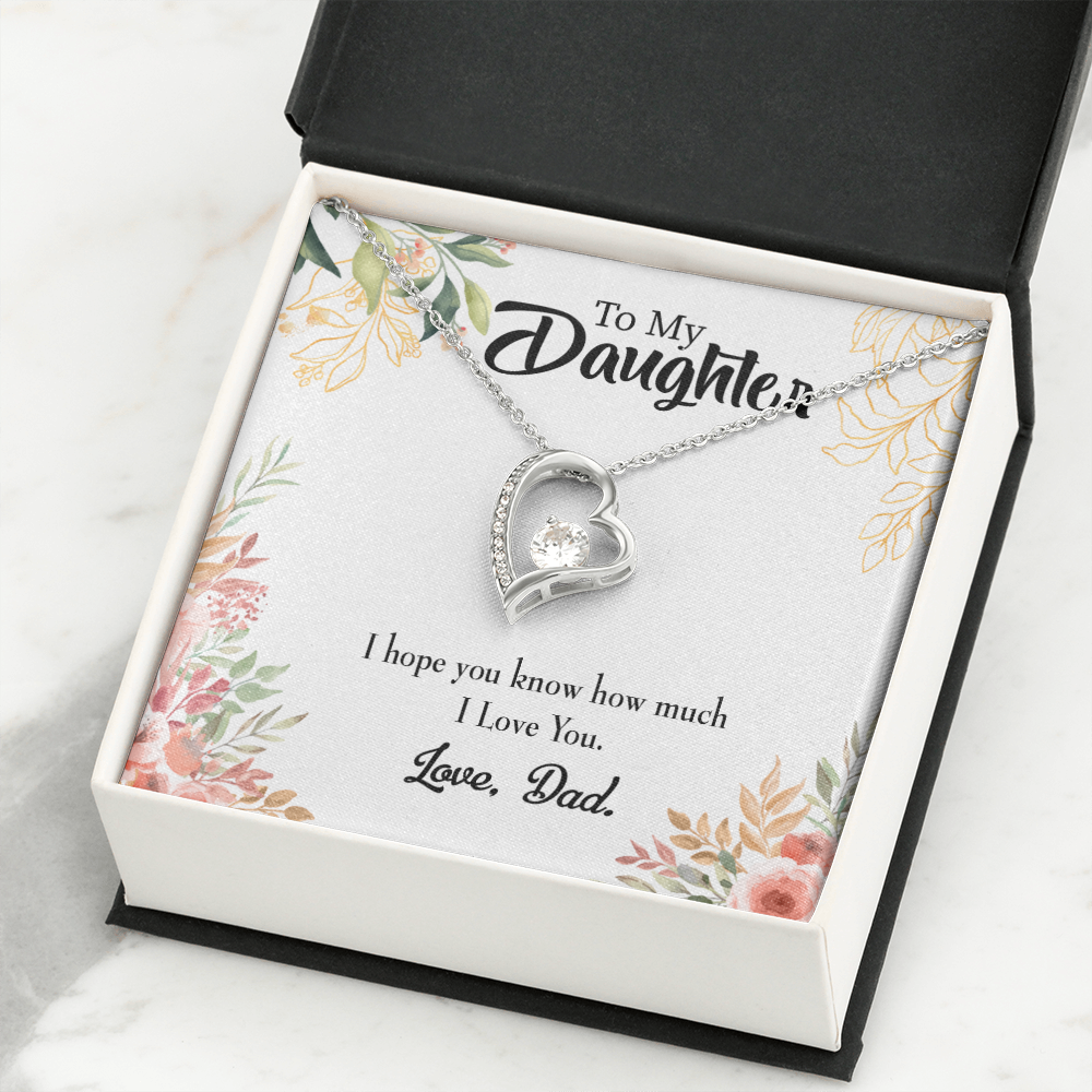 To My Daughter I Love You From Dad Forever Necklace w Message Card-Express Your Love Gifts