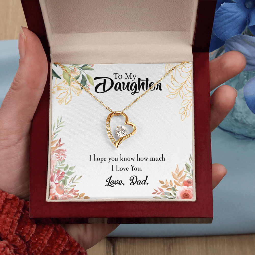 To My Daughter I Love You From Dad Forever Necklace w Message Card-Express Your Love Gifts