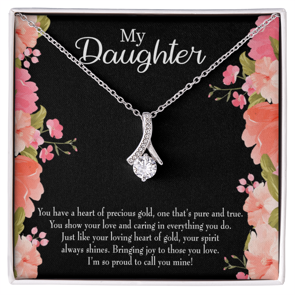 To My Daughter I’m so Proud to Call you Mine! Alluring Ribbon Necklace Message Card-Express Your Love Gifts
